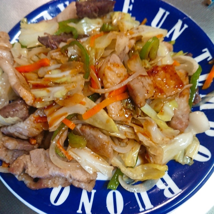 牛肉と豚肉の野菜炒め